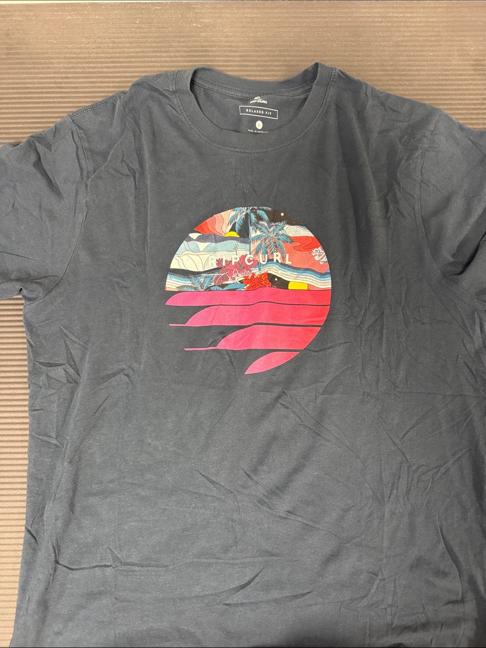 Rip Curl Black Short-Sleeve Tee with Pink Graphic